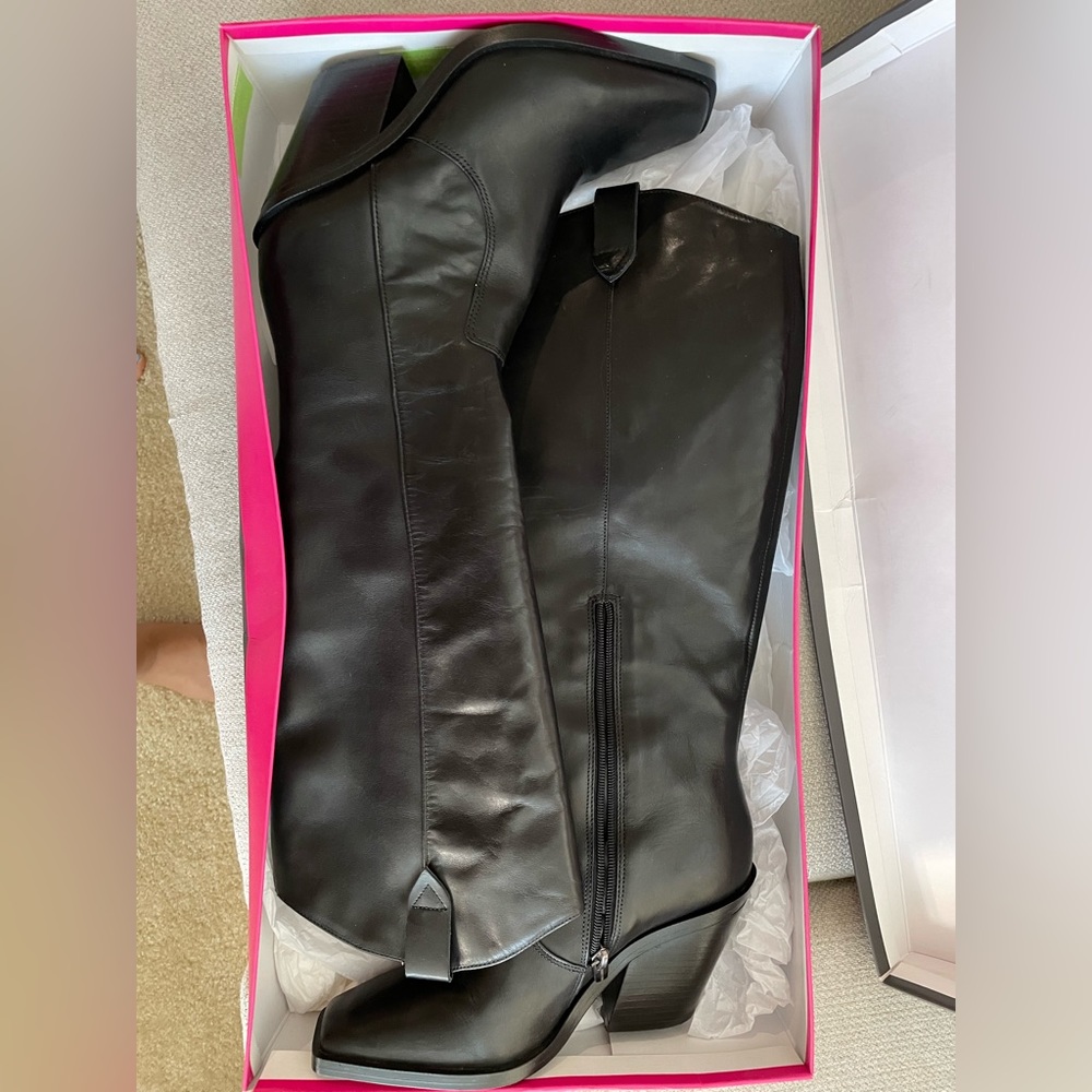Right below the knee black leather Vince Camuto boots